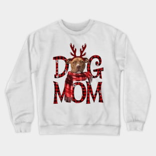 Brown Pitbull Mom Christmas Dog Mom Dog Lovers Crewneck Sweatshirt